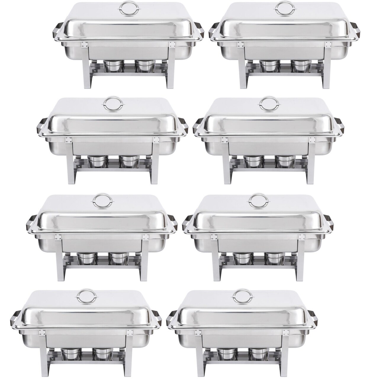 8 PACK CATERING STAINLESS STEEL CHAFER CHAFING DISH SETS 8 QT FULL SIZE BUFFET